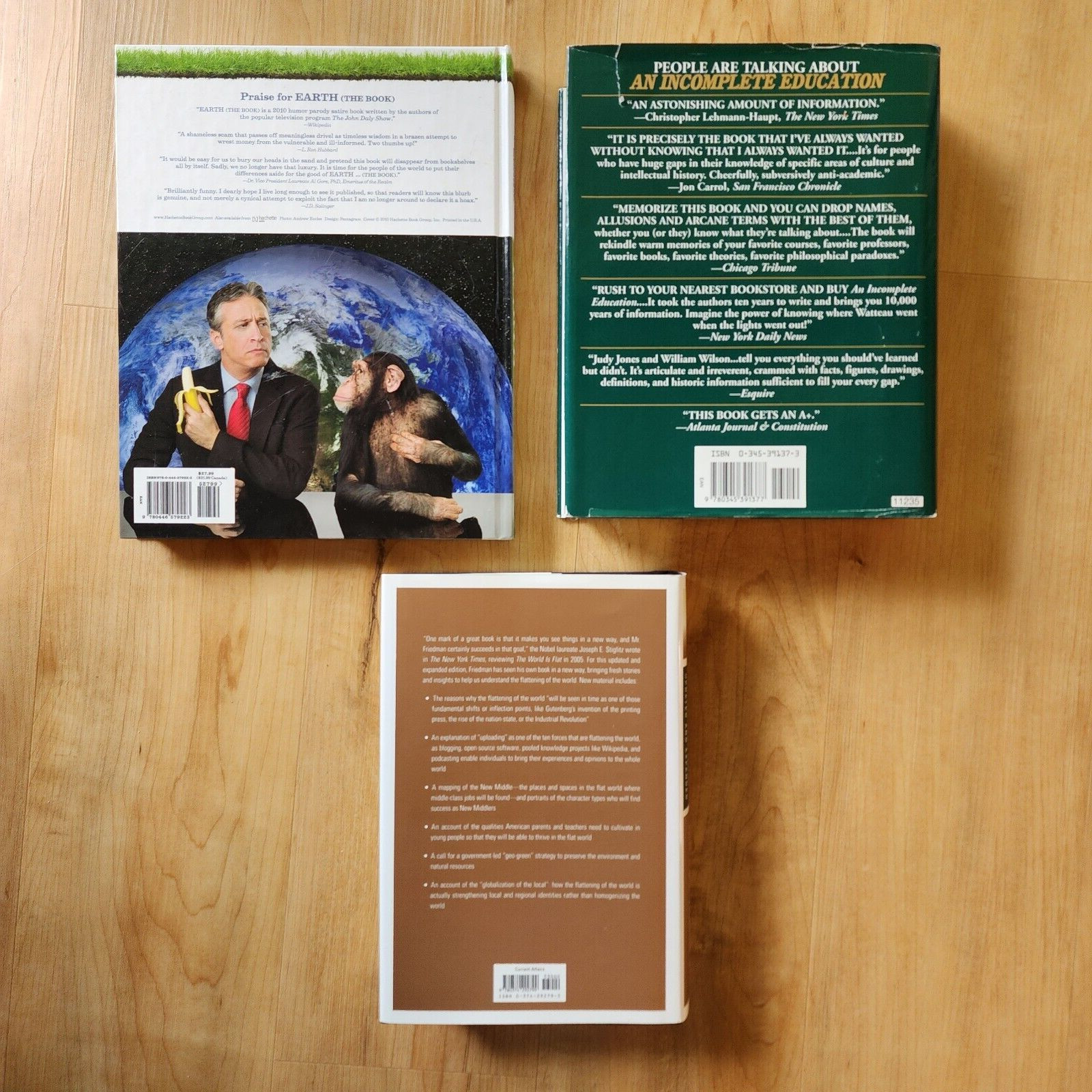 Non-Fiction Book Lot 3: Earth (The Book), An Incomplete Education, World is Flat