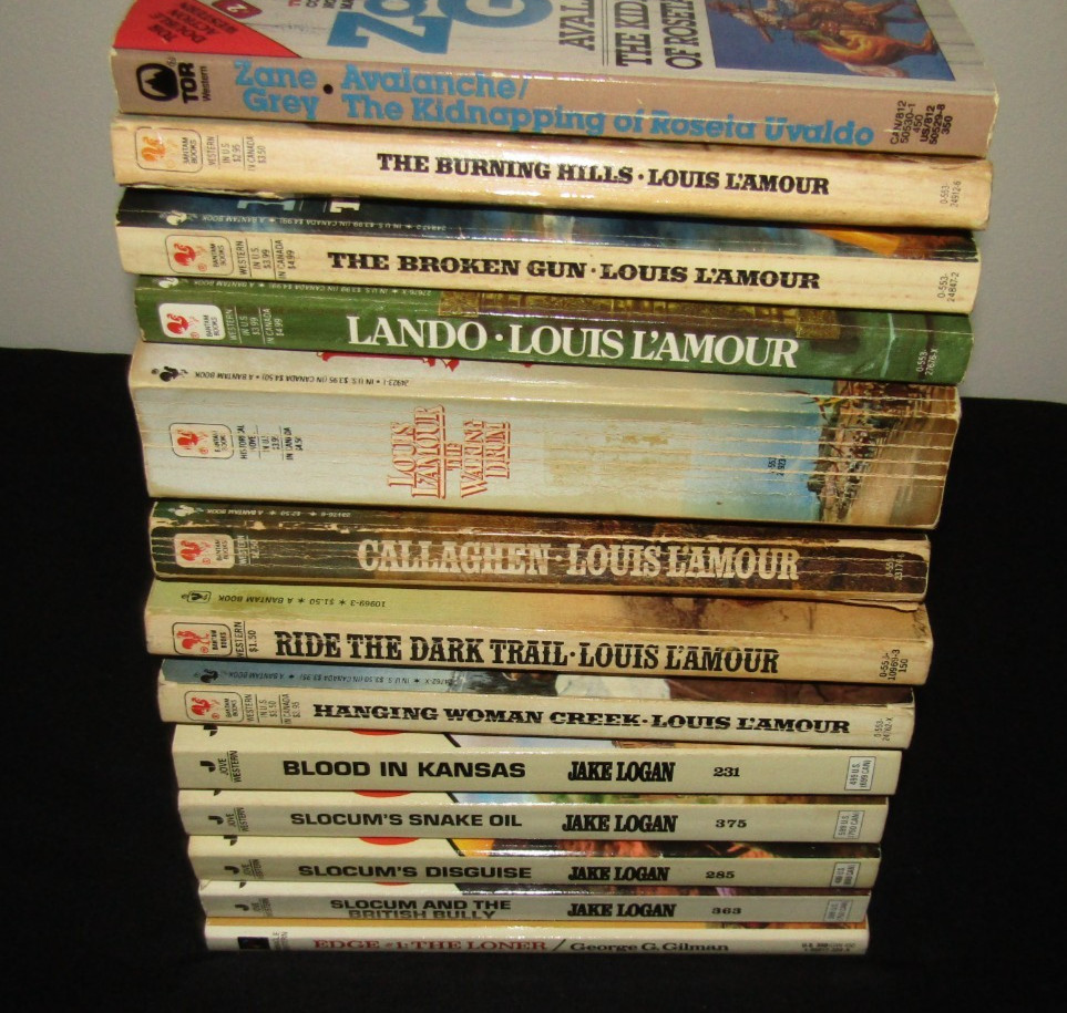 Lot Of 13 Paperback Books Western Louis L’Amour Early Sackett w Slocum Zane Grey