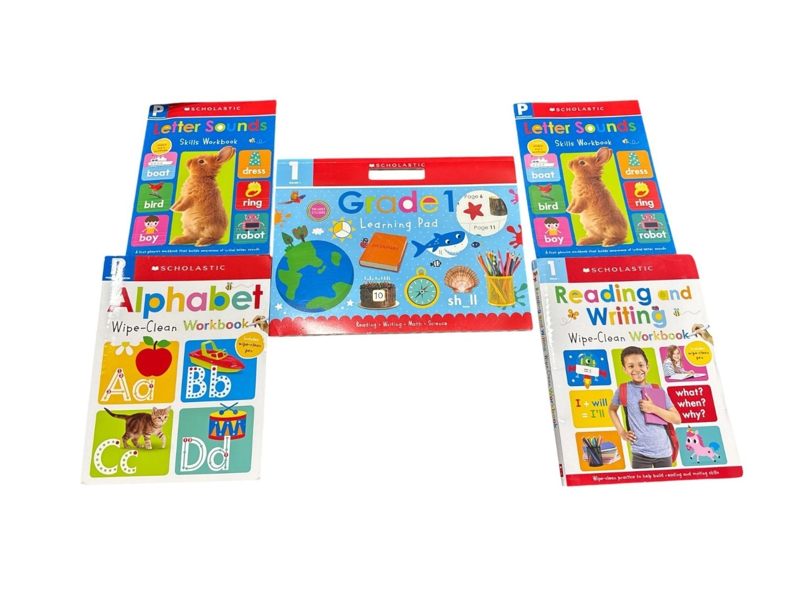 Set of 5 Scholastic Early Learning Workbooks Set Includes Alphabet & Grade Pre-k