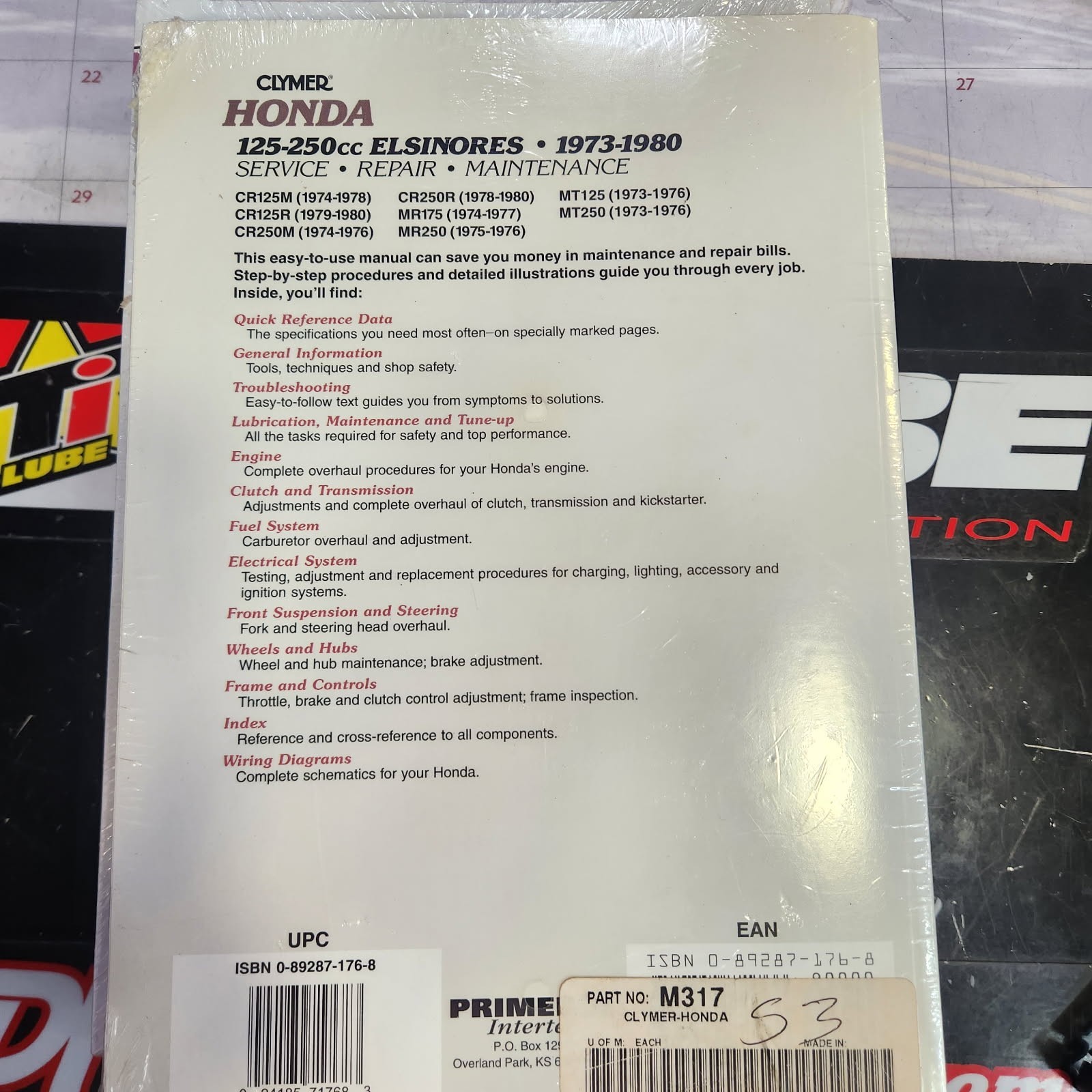 M317 Honda 125-250cc Elsinores 1973–1980 Clymer Service Repair Maintenance