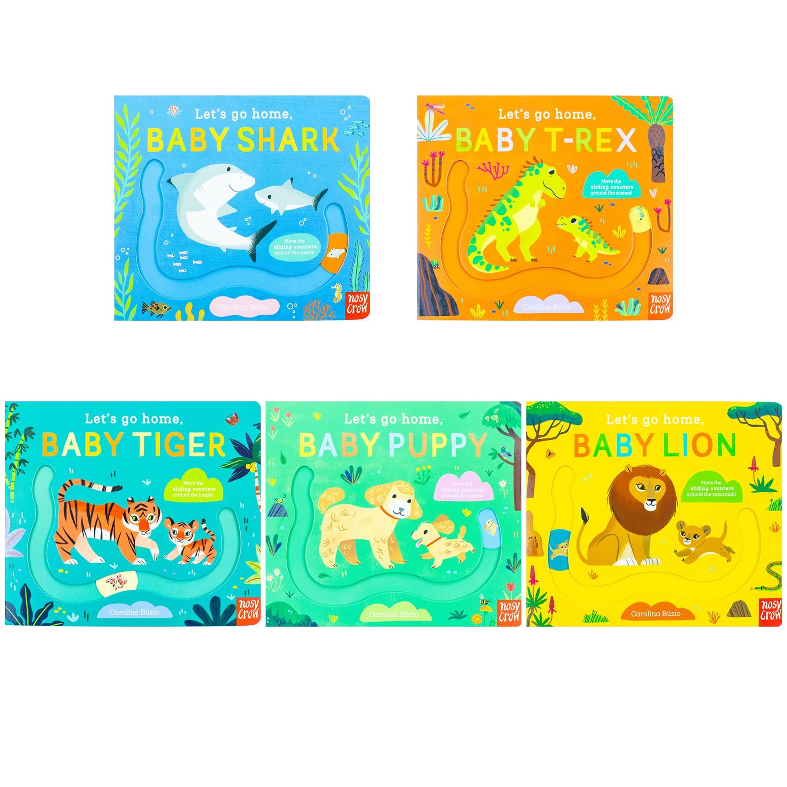 Let’s Go Home Series 5 Books Collection Set (Baby Shark Baby T Rex Baby Tiger