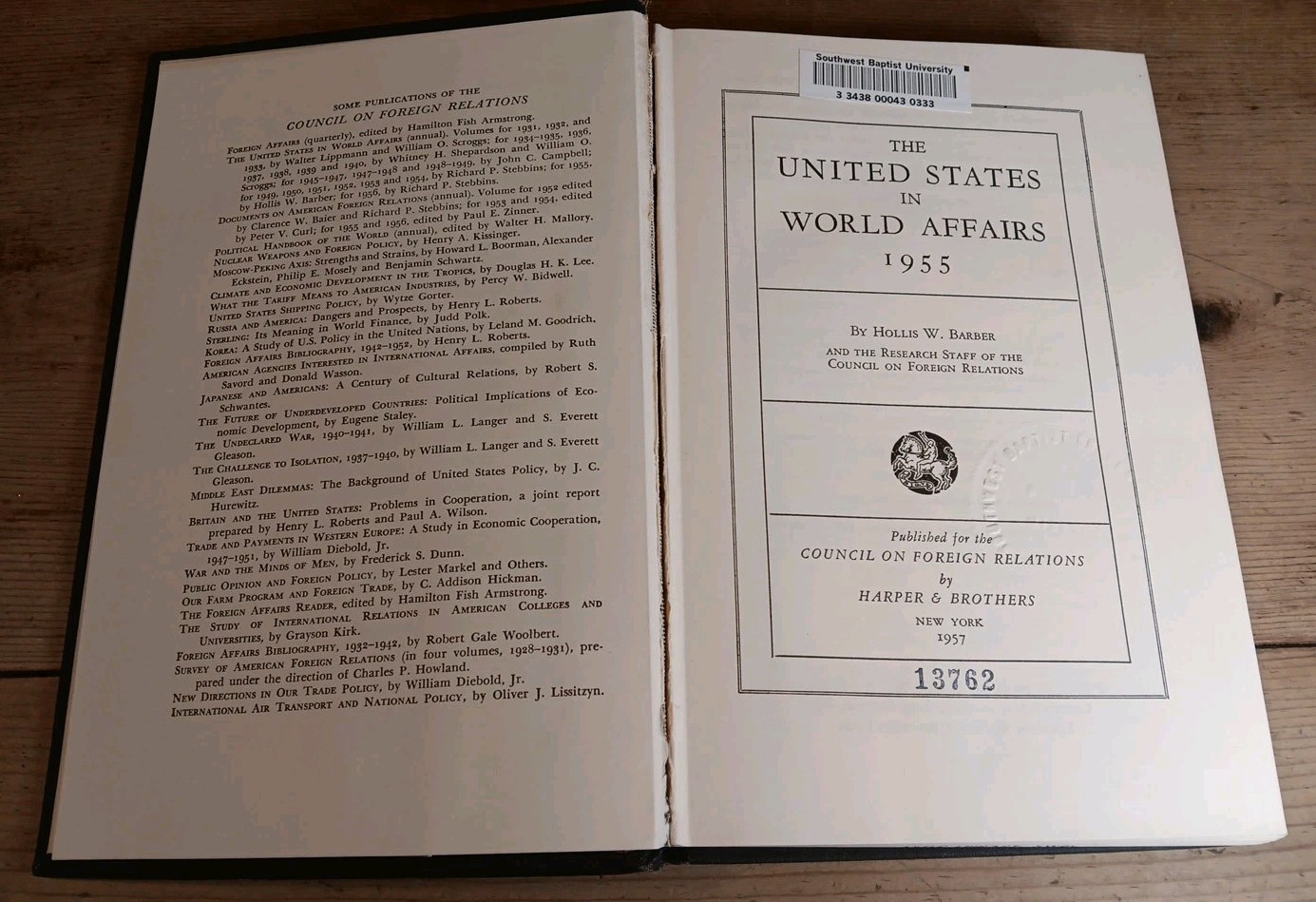 The United States in World Affairs 1955 HC Book Council Of Foreign Relations