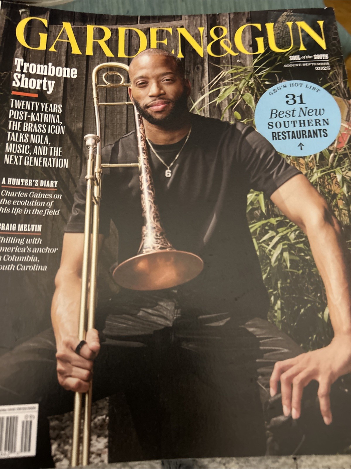 Garden & Gun Magazine August September 2025 Best Restaurants Trombone Shorty