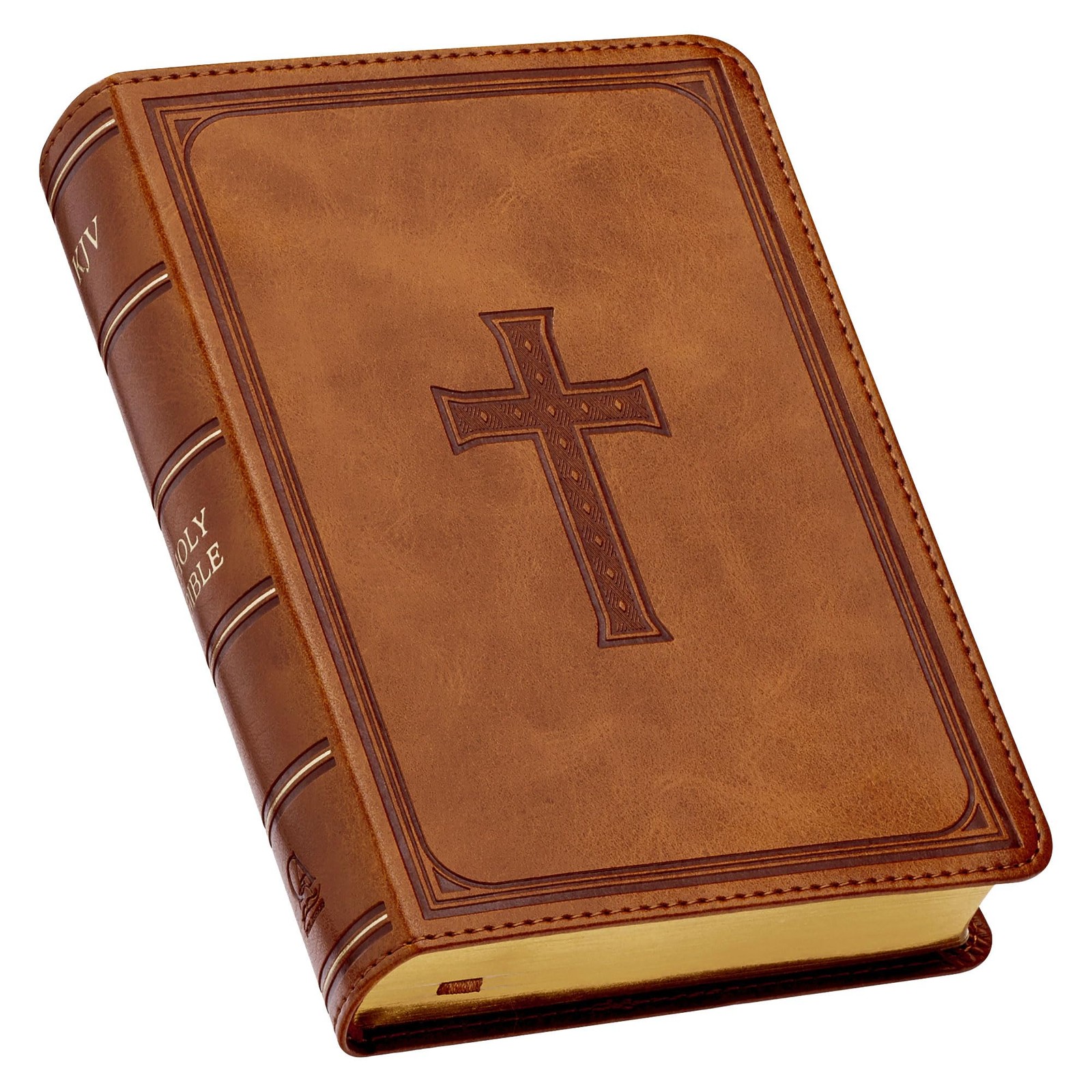 KJV Holy Bible, Compact Large Print Faux Leather Red Letter Edition – Brown