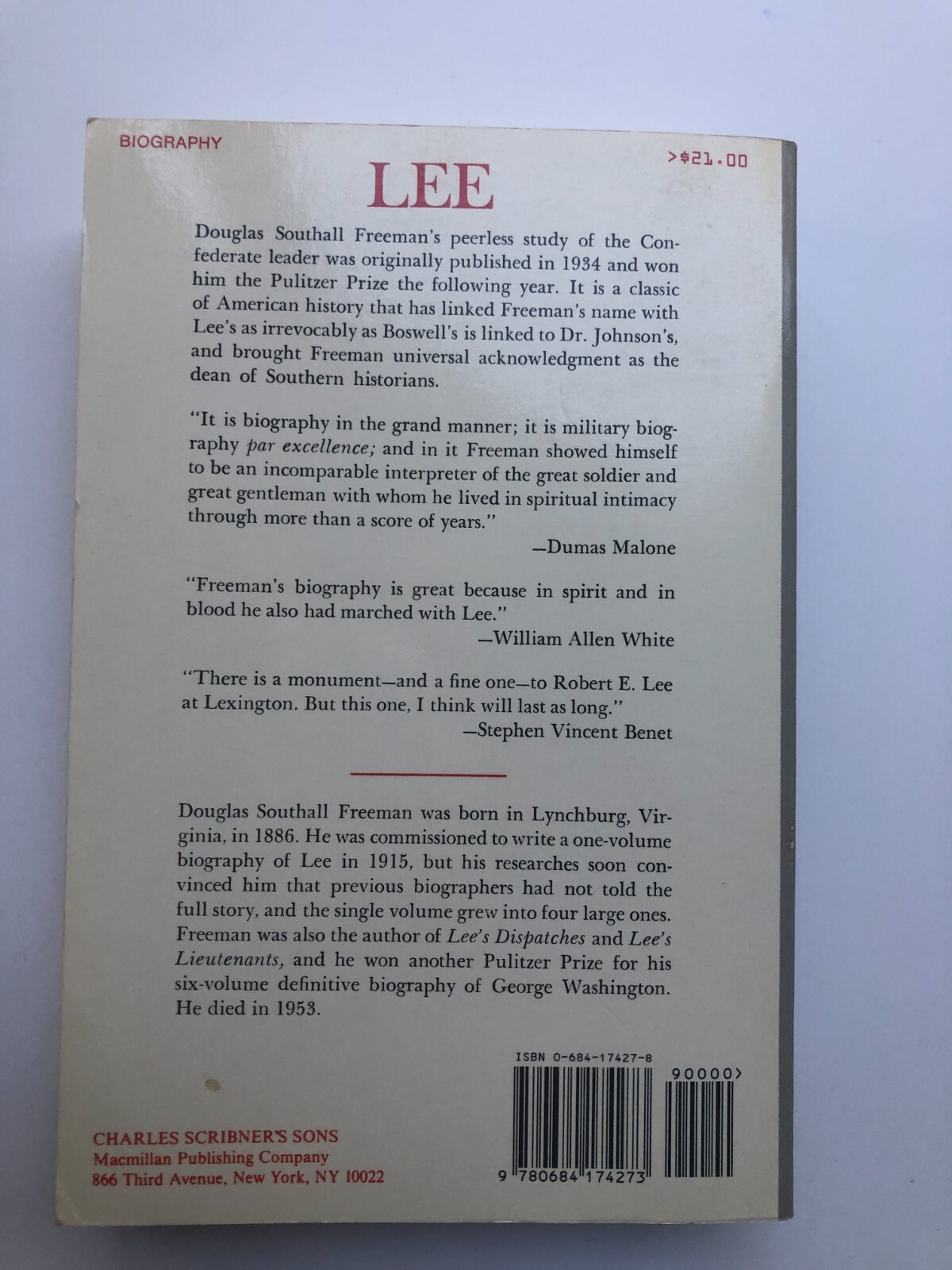 LEE by Douglas Southall Freeman 1961  An Abridgement by Richard Harwell