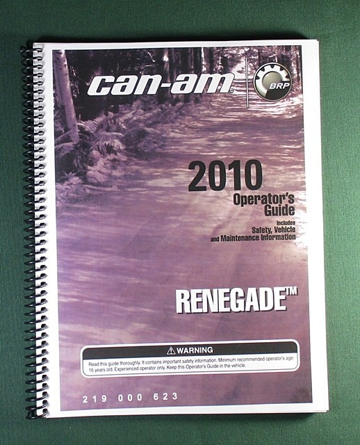 2010 Can-Am Renegade 800 Owner’s Manual: 152 Pages & Protective Covers