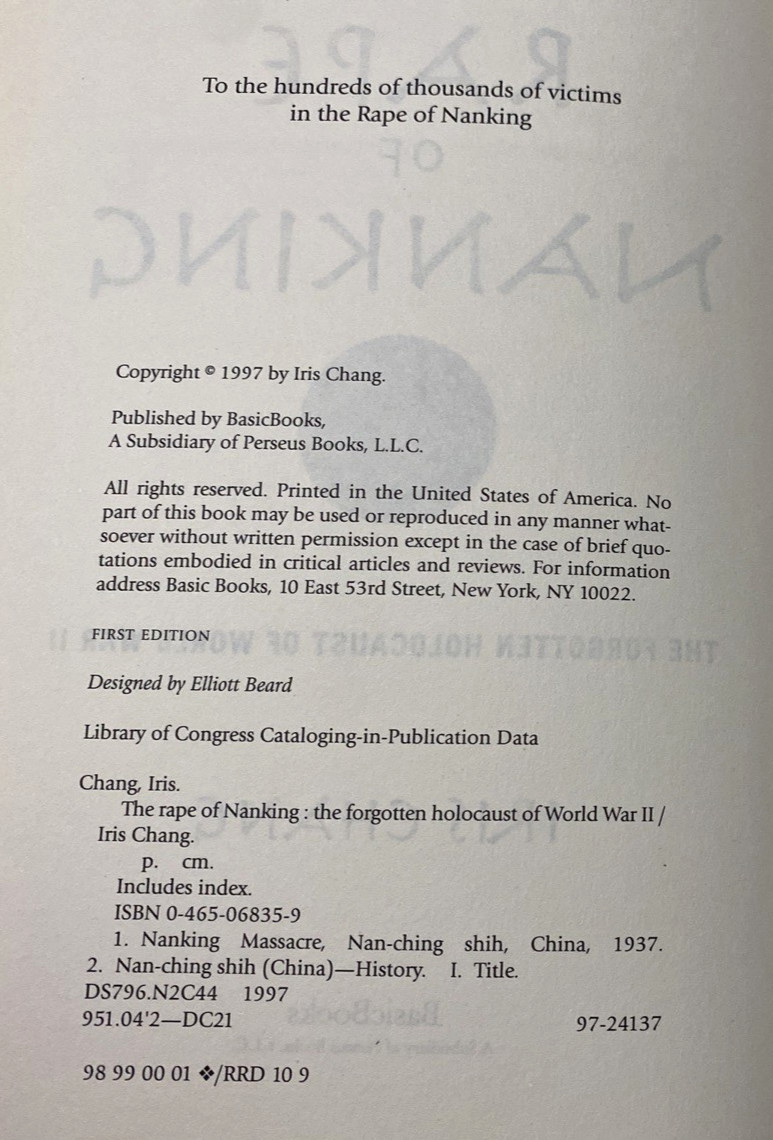 The Rape of Nanking First Edition