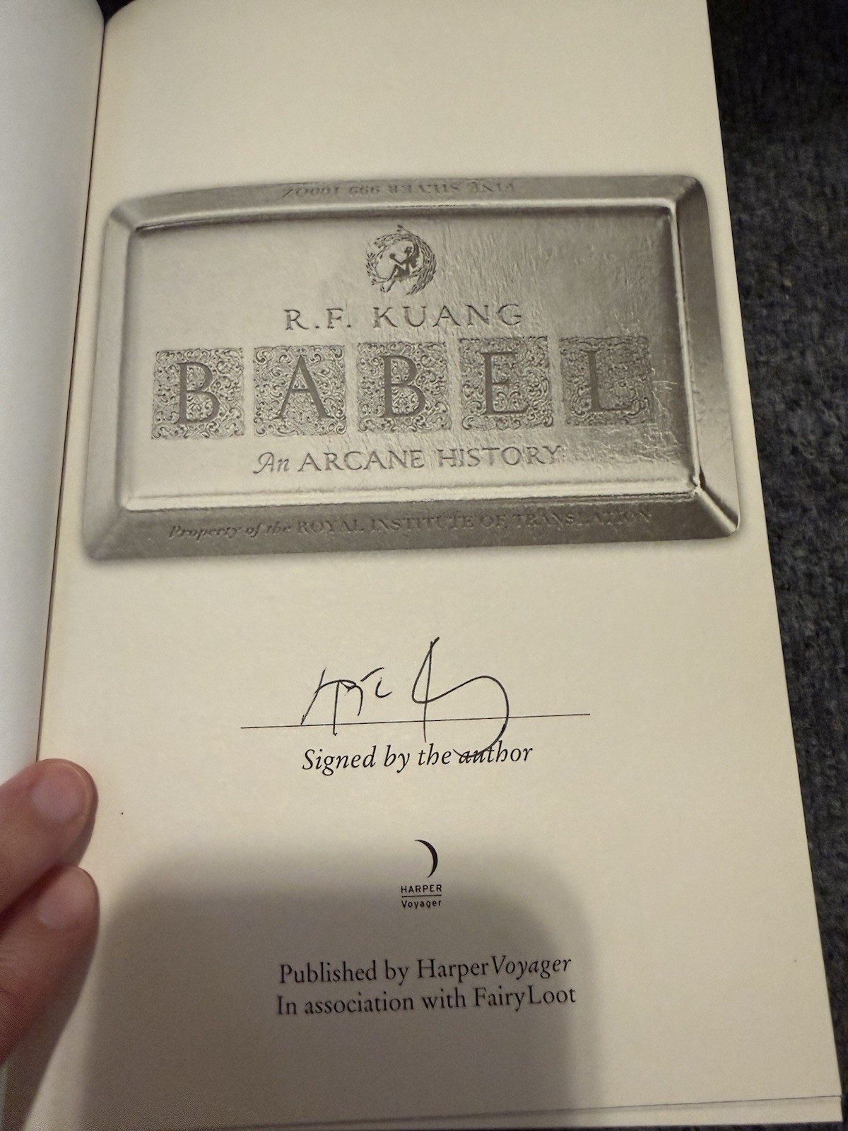R. F. Kuang Babel: An Arcane History, Fairyloot SIGNED