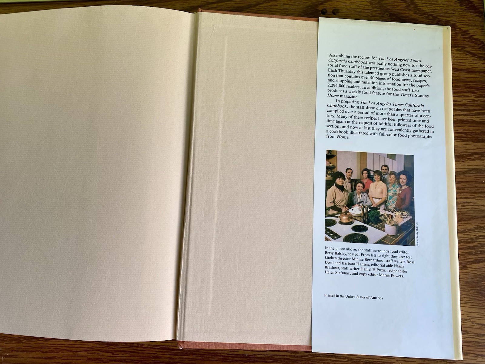 1981 Betsy Balsley The Los Angeles Times California Cookbook 1st Edition, L.A.