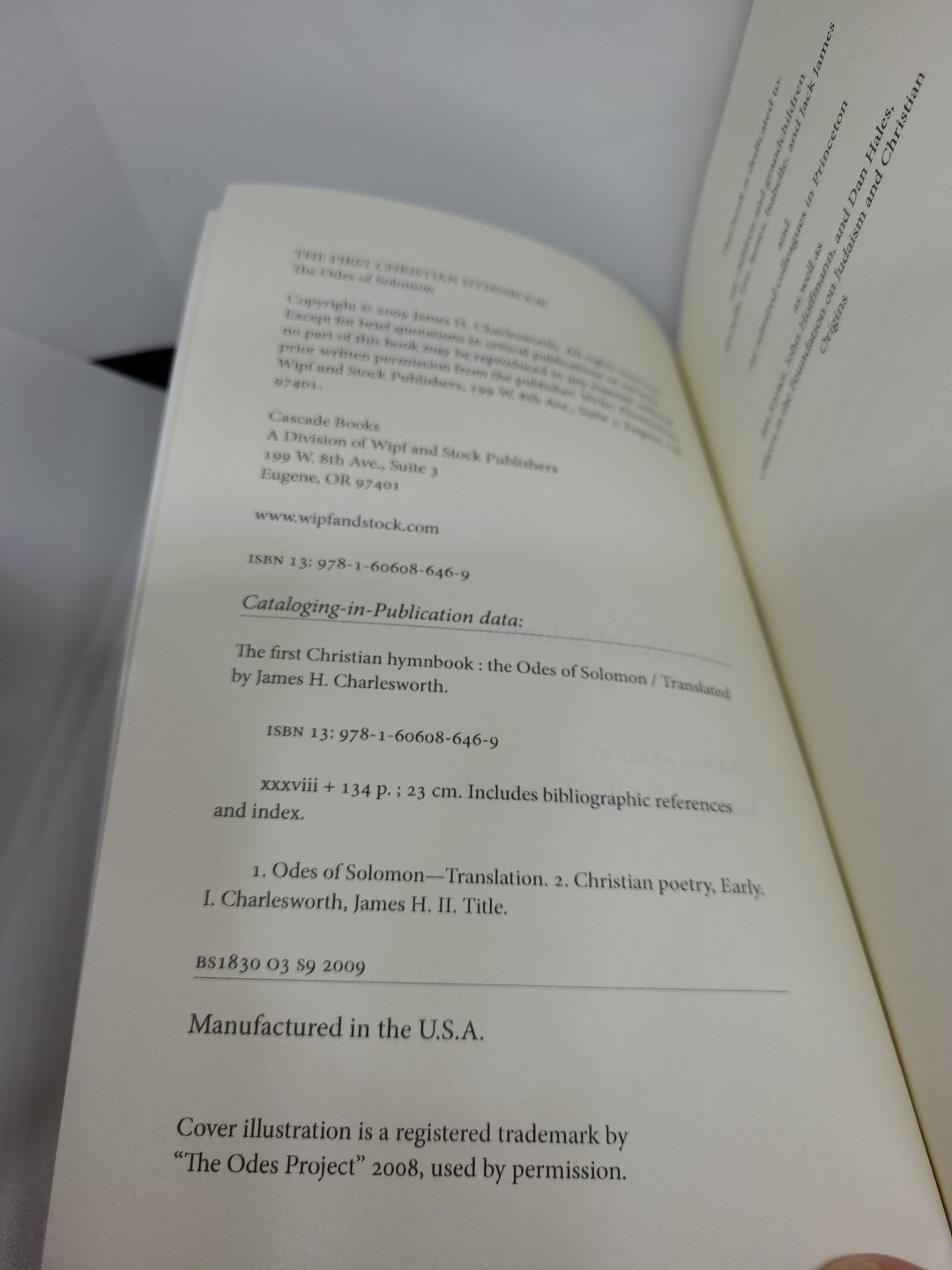 Earliest Christian Hymnbook : The Odes of Solomon by James H. Charlesworth…