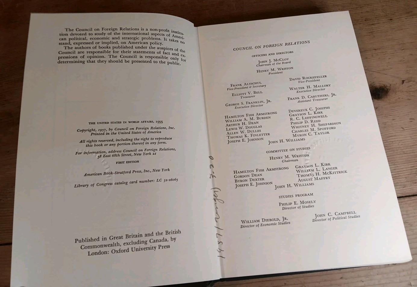 The United States in World Affairs 1955 HC Book Council Of Foreign Relations