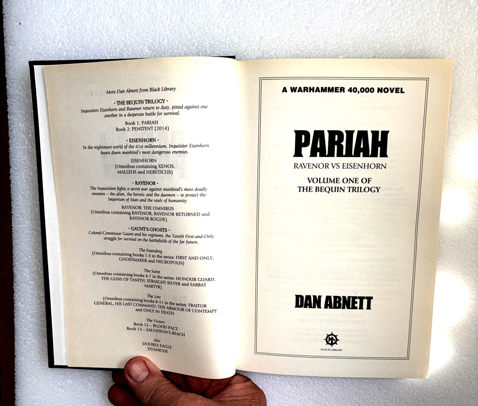 Pariah – Bequin Trilogy Novel – Dan Abnett – Warhammer 40k Hardcover 1st Edition