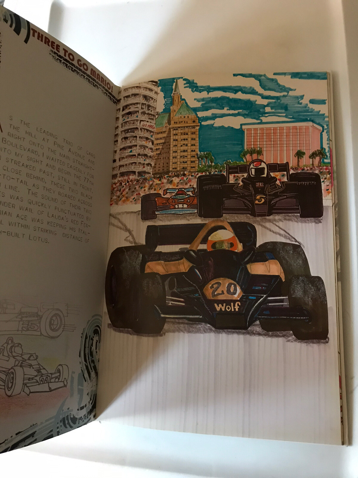 Three to go Mario! by Andy Evans Illustrated Long Beach Grand Prix ~ Andretti
