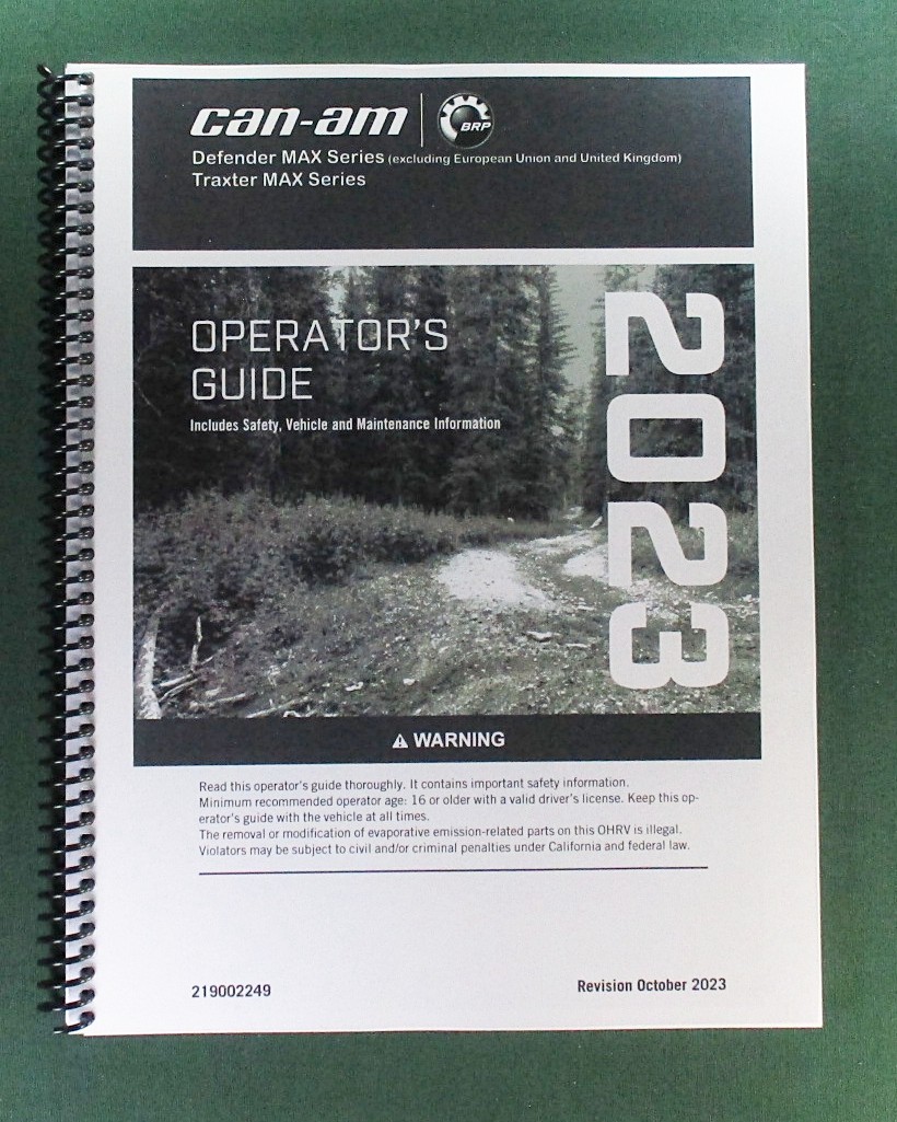 2023 Can-Am Defender Max HD7 Owner’s Manual: 252 Pages & Protective Covers