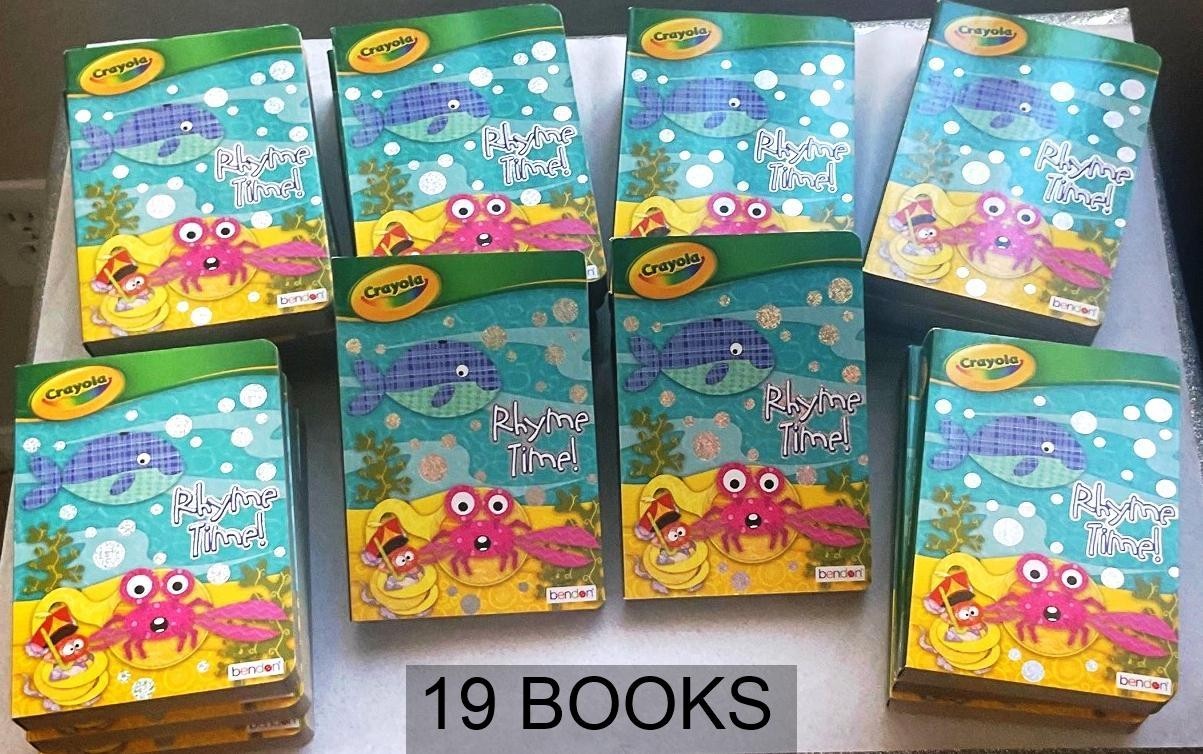 19 Crayola Board Books Kids Toddler “Rhyme Time” Resellers Lot Daycare Preschool