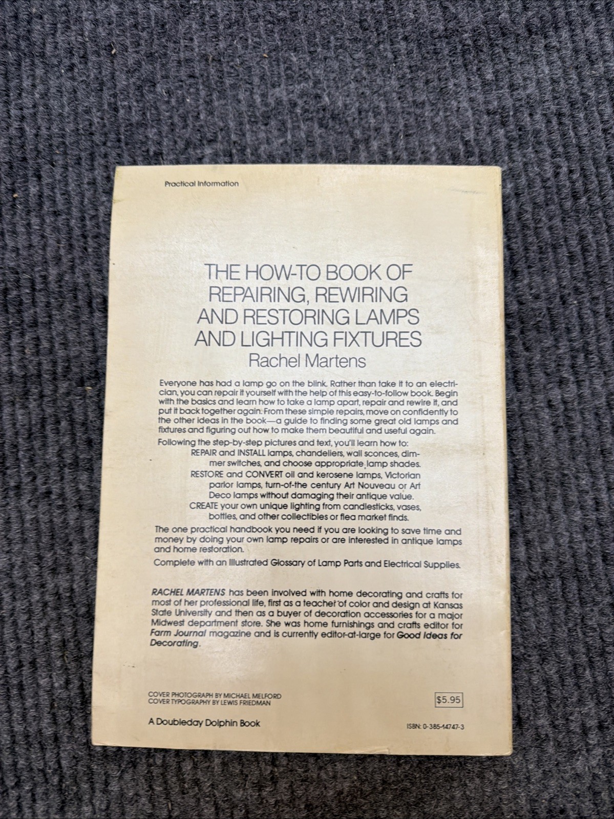 How to Book of Repairing, Rewiring, and Restoring Lamps & Lighting Fixtures 1979
