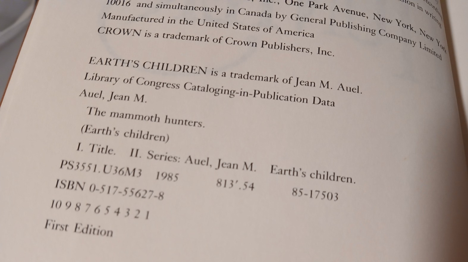 Jean M. Auel ‘Earth’s Children’ HB’s – Set of 4 – 1st Editions
