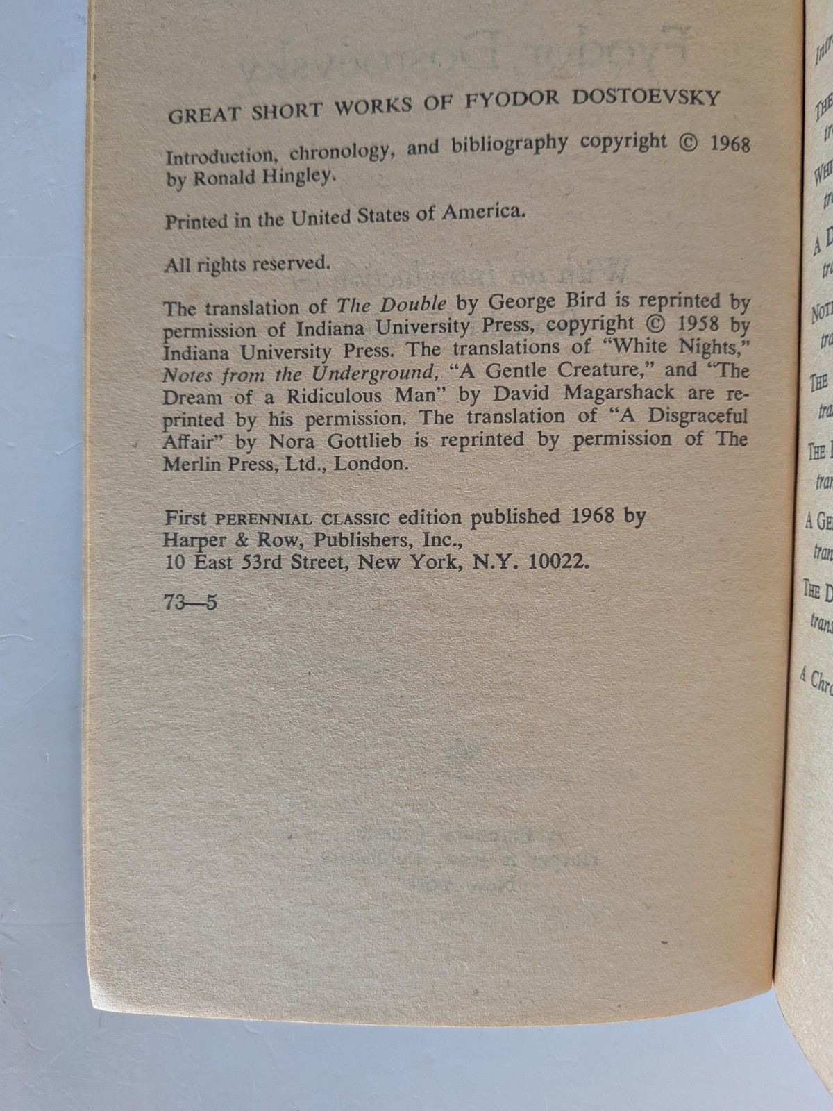 Great Short Works Of Fyodor Dostoevsky 1968 Paperback – Perennial Classic Edit