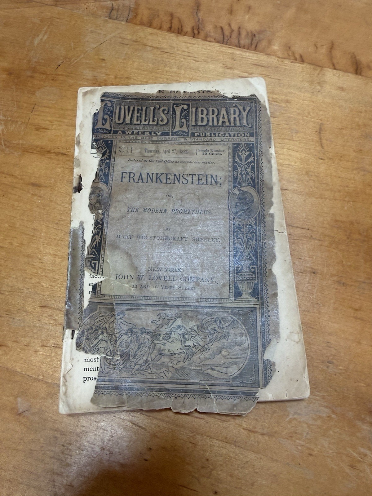 Lovell’s Library Frankenstein by Mary Shelley PB 1882 Inscribed