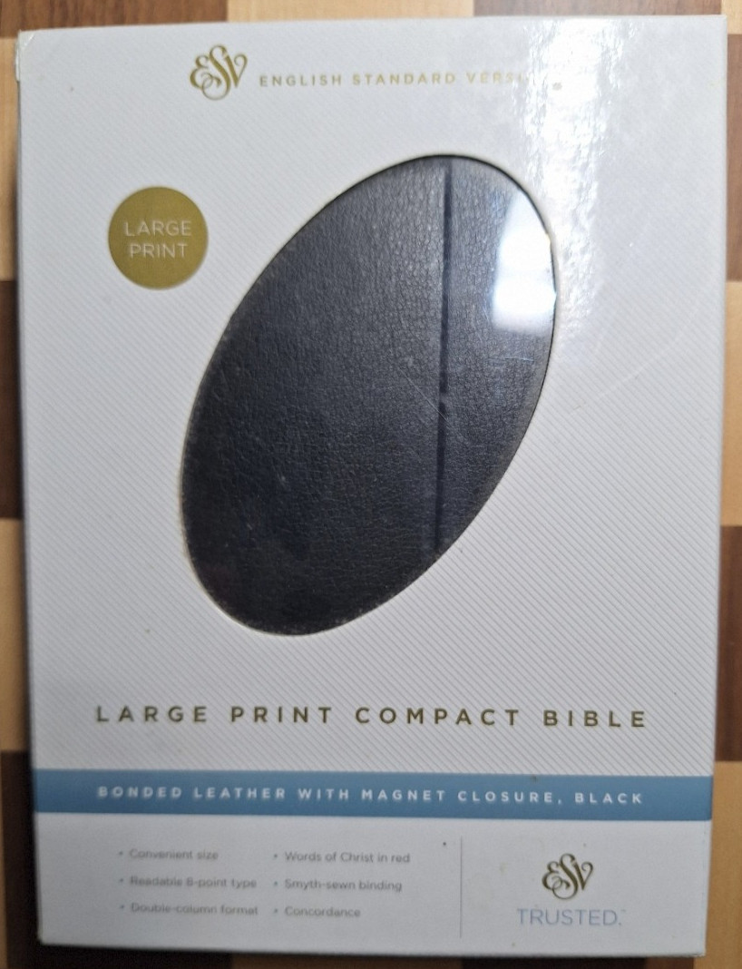 ESV Large Print Compact Bible * Bonded Leather * Magnetic Closure * Black * NEW