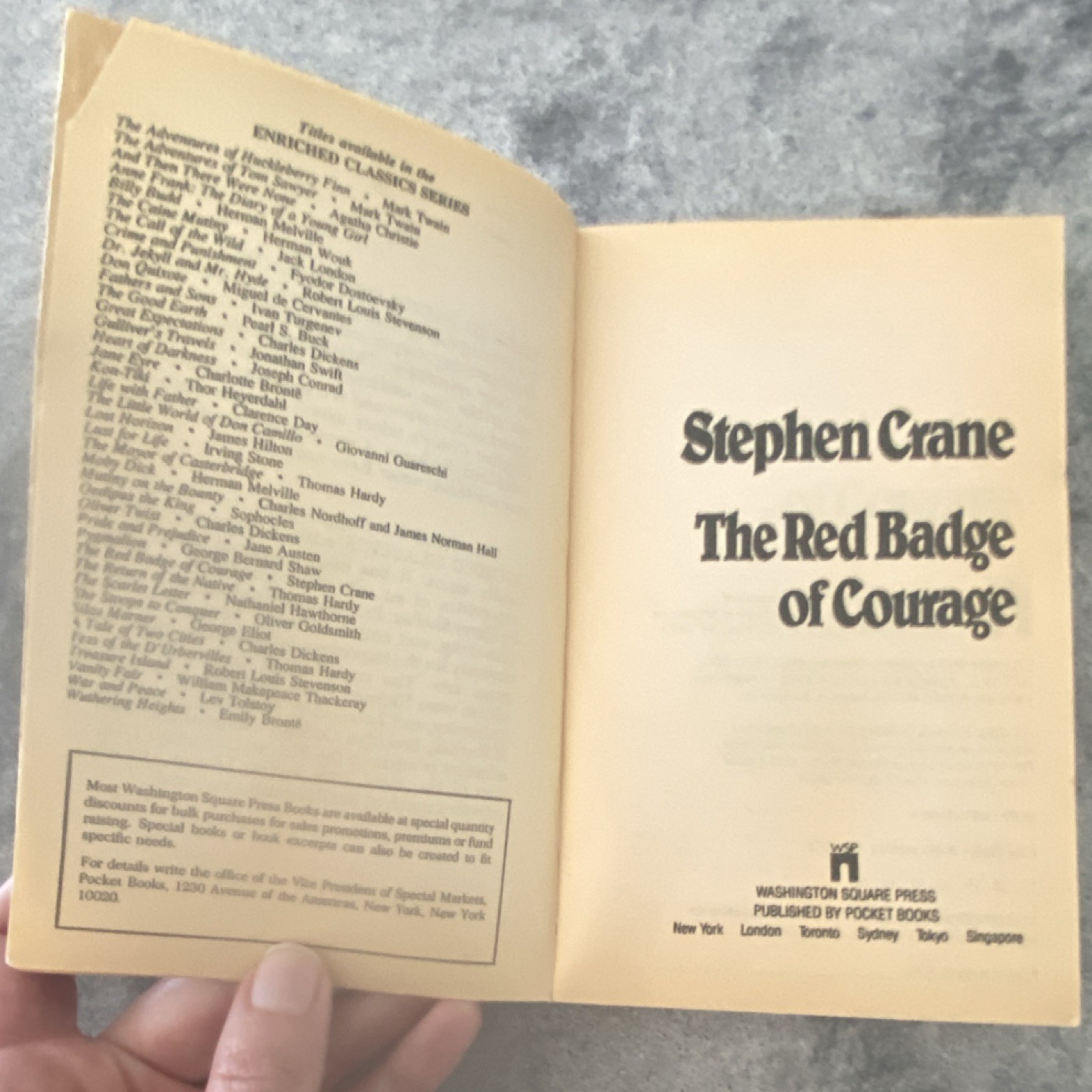 Washington Square Press The Red Badge of Courage Stephen Crane Paperback Civil …