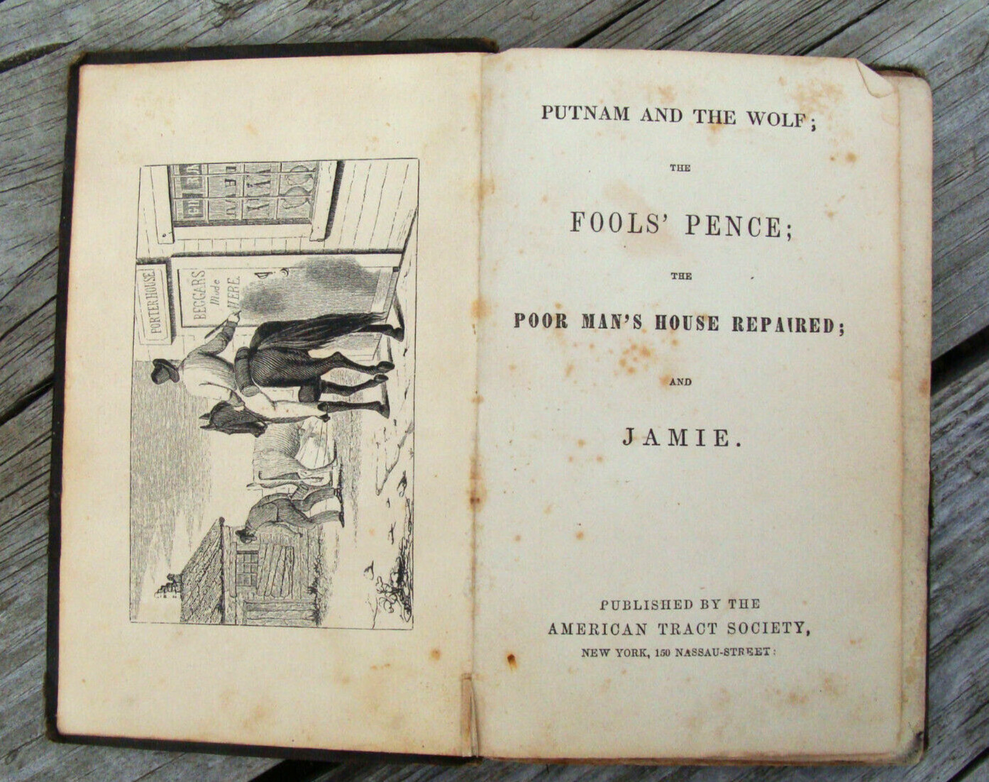 Putnam And The Wolf… ~c1860 Small HC~ Temperance Tract Dutch Owasco Antique