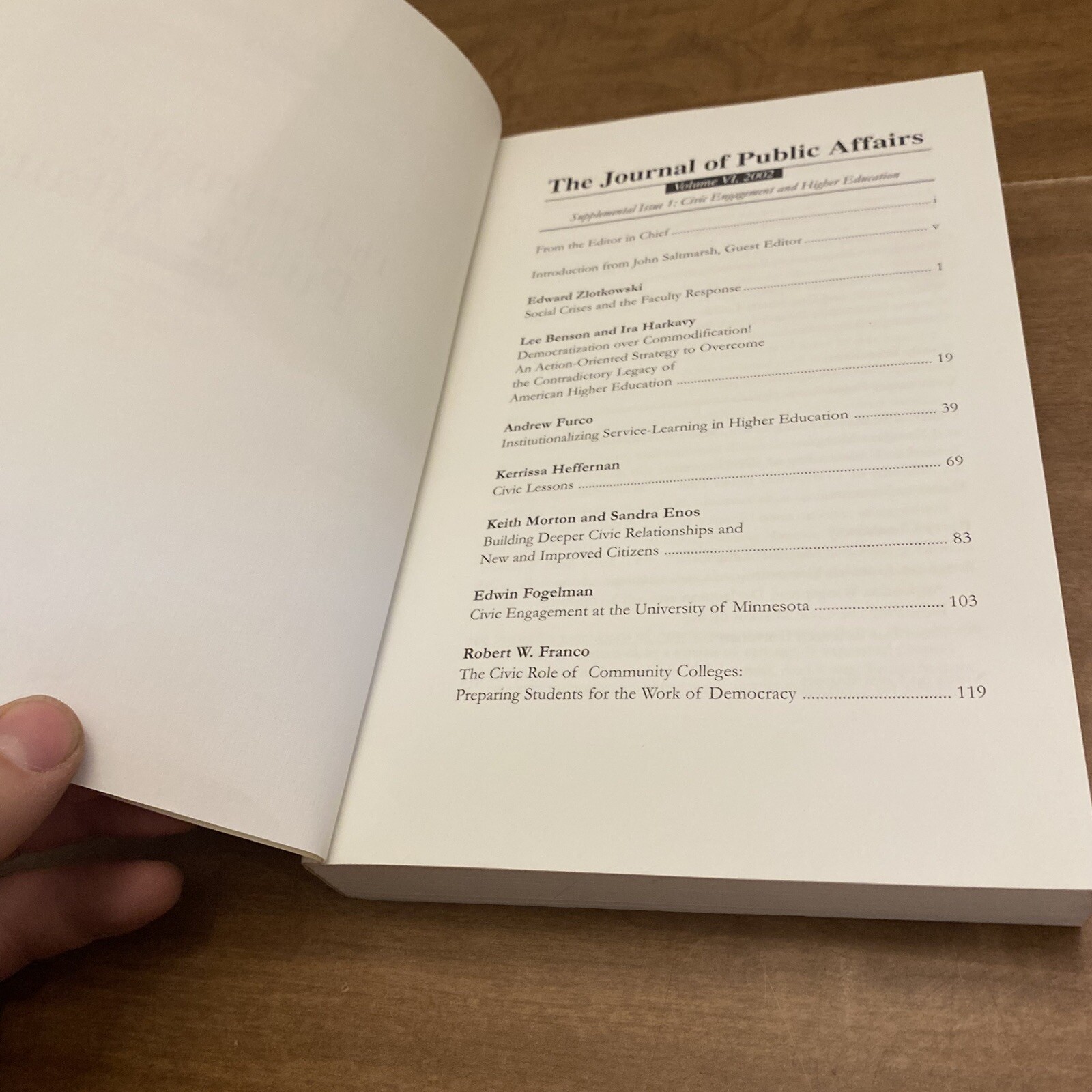 The Journal Of Public Affairs Volume VI 6 2002
