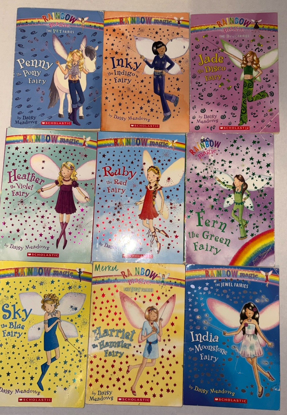 Rainbow Magic Lot of 9 Fairy Series By Daisy Meadows Reading Good Condition