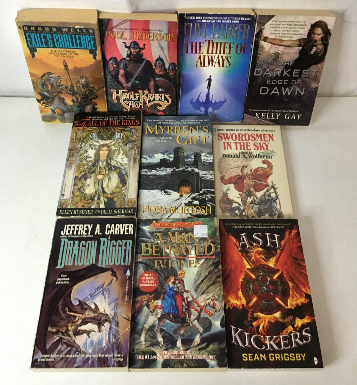 Fantasy Book Lot of 10 – Poul Anderson Angus Wells JV Jones Grigsby Carver