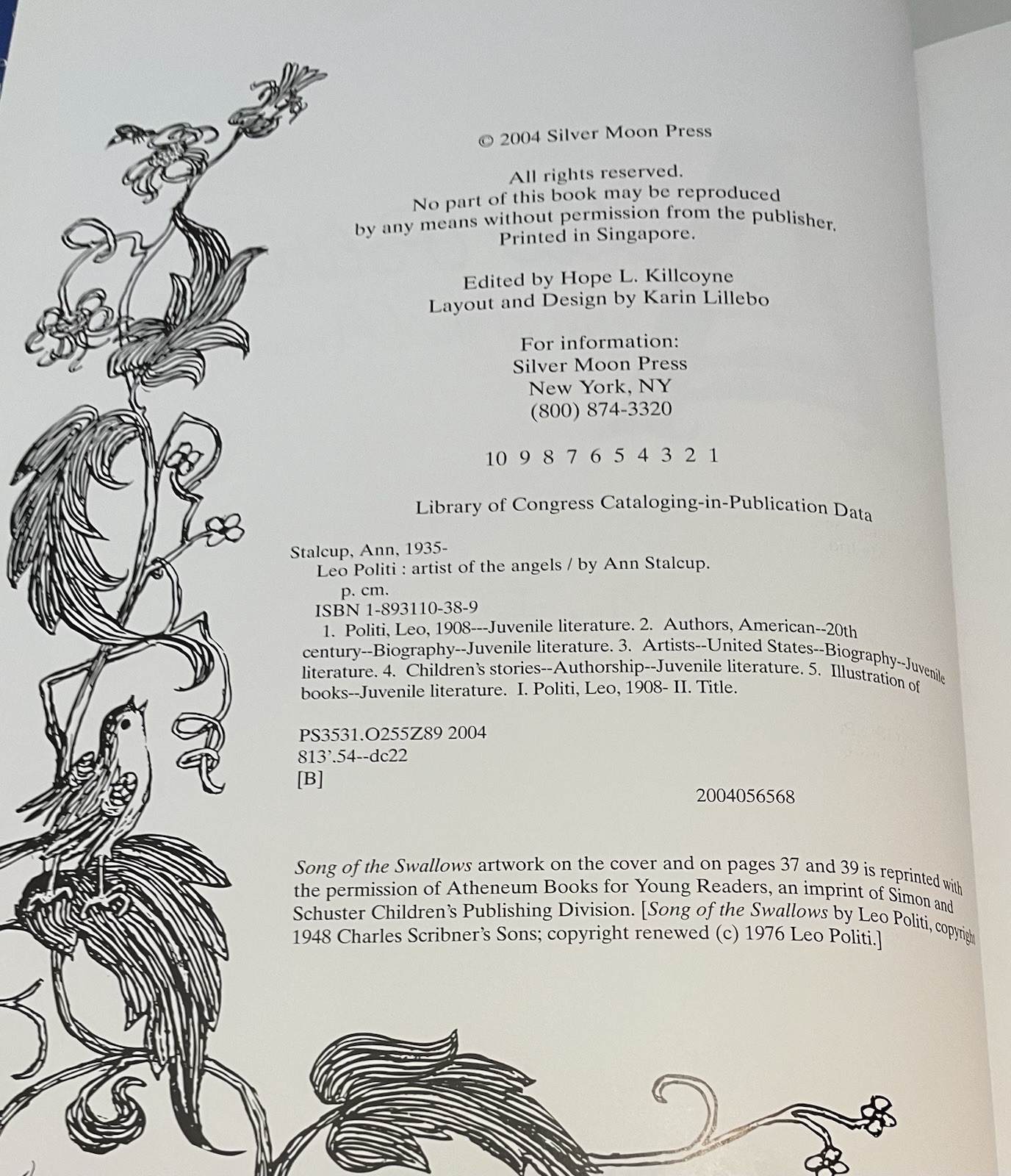 Leo Politi: Artist of the Angels by Ann Stalcup FIRST EDITION, First Printing.