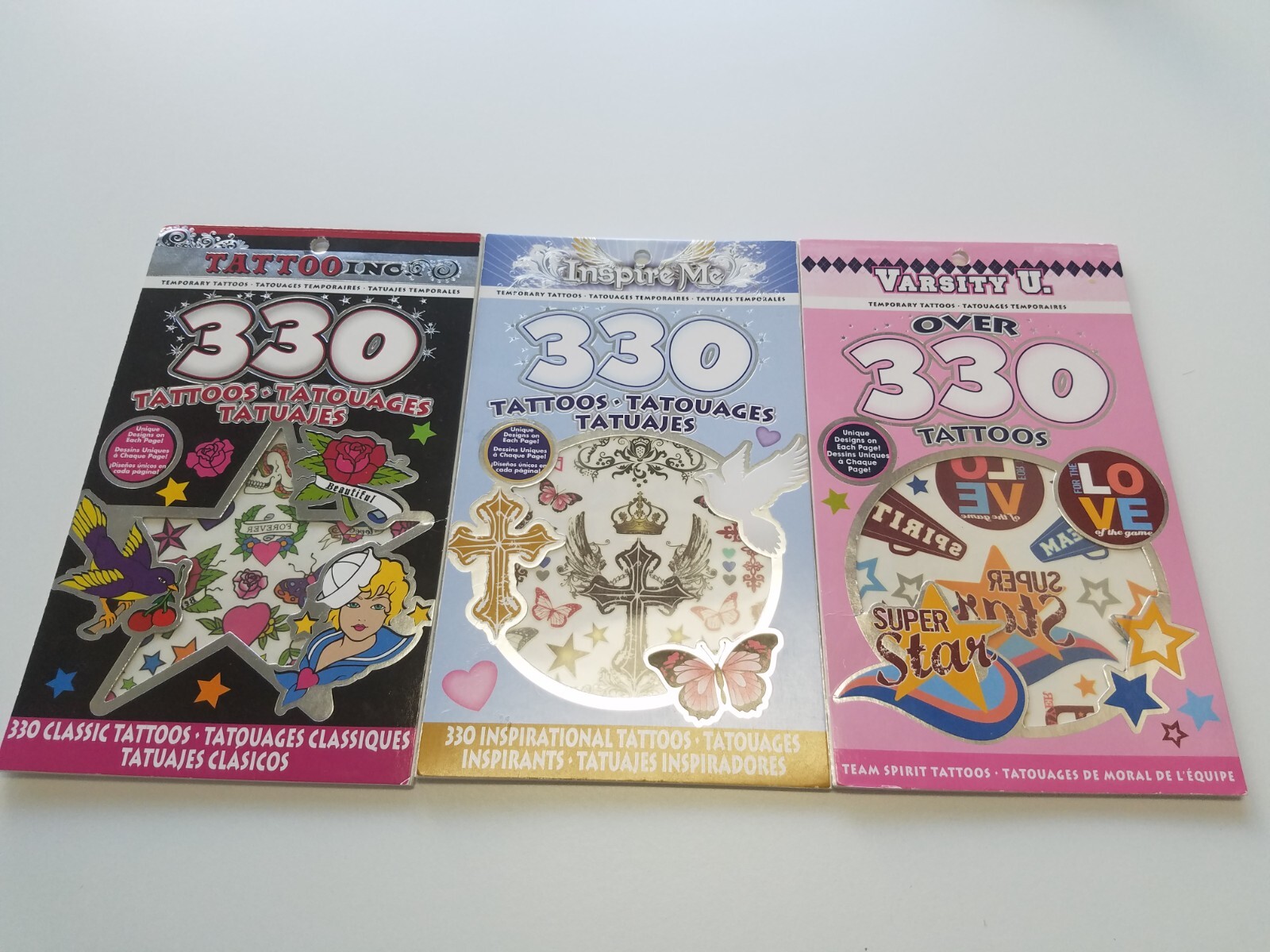 3 Tattoo Books for kids. Childrens Temporary tattoos. Colored Tattoos