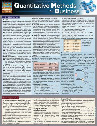 Quantitative Methods For Business (Quick Study Academic), BarCharts, Inc., Very
