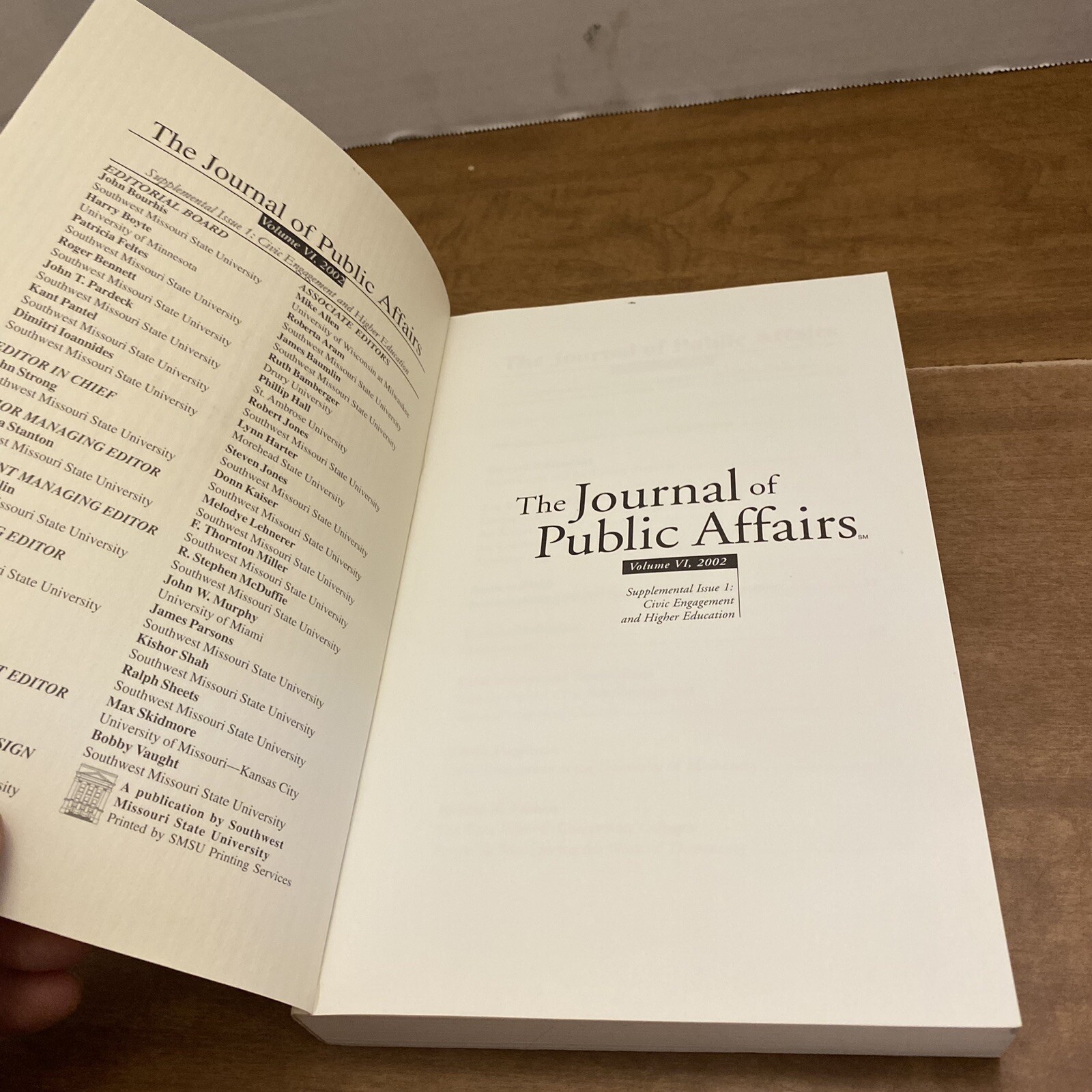 The Journal Of Public Affairs Volume VI 6 2002