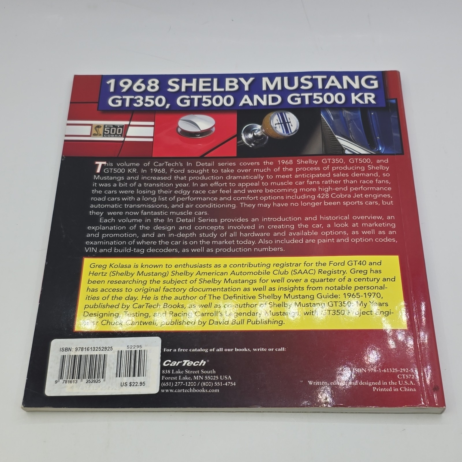 Car Tech No 3 Muscle Cars In Detail 1968 Shelby Mustang GT350 GT500 GT500 Book